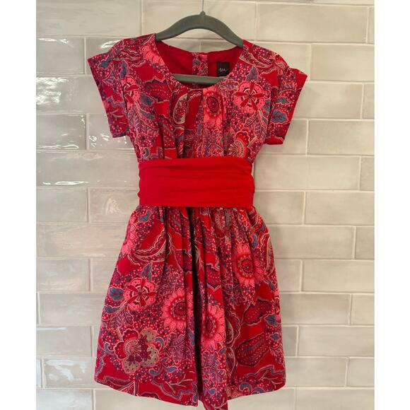 Tea Collection Adaira Sash Red Paisley Dress Size 4 - Picture 5 of 6